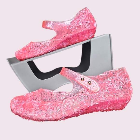 Pink Jelly Dress Up Shoes With Small Wedge Size 33 - Picture 4 of 4